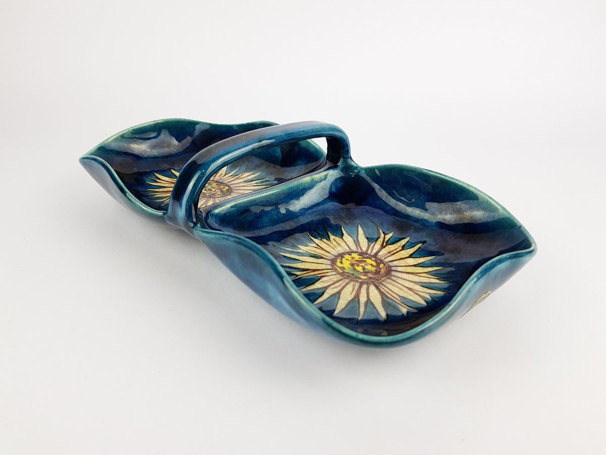 Vintage HINDELANGER KERAMIK Bowl / Plate with Flower decor from South West Germanya 1960s 1970s