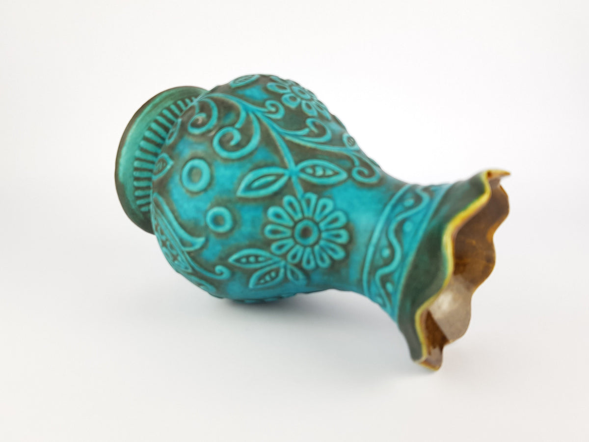 Vintage Blue BAY KERAMIK Fat Lava Vase 62 20 by Bodo Mans West German Pottery 1960-70s