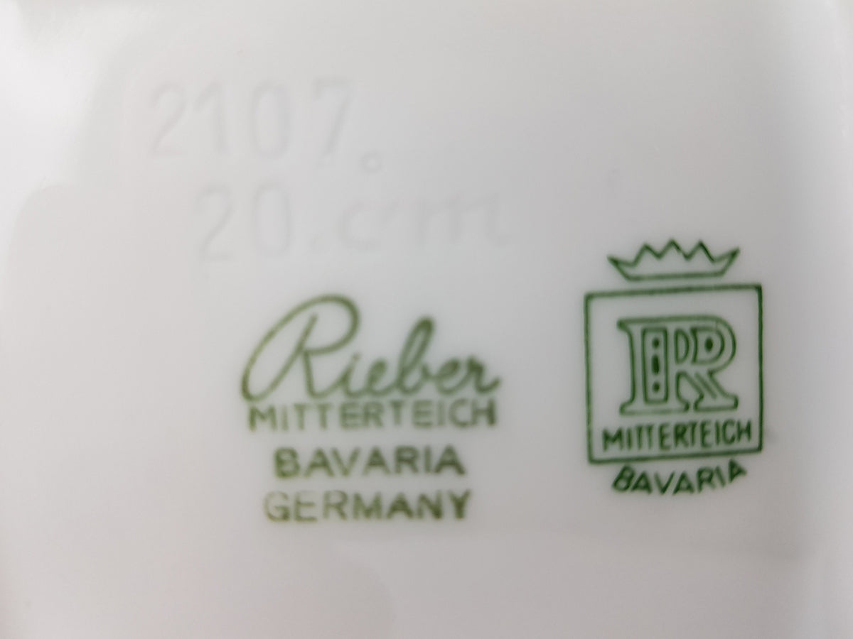 Vintage RIEBER PORZELLAN Brown Orange Op Art Porcelain Vase from Mitterteich Bavaria Germany 1970s