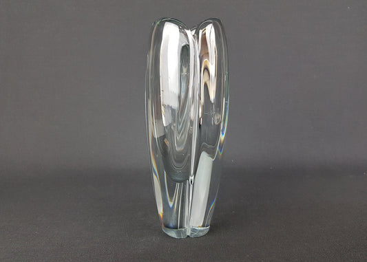 Vintage Signed NUUTAJÄRVI NOTSJÖ Glass Vase by K. FRANCK Finland Scandinavia 1958s