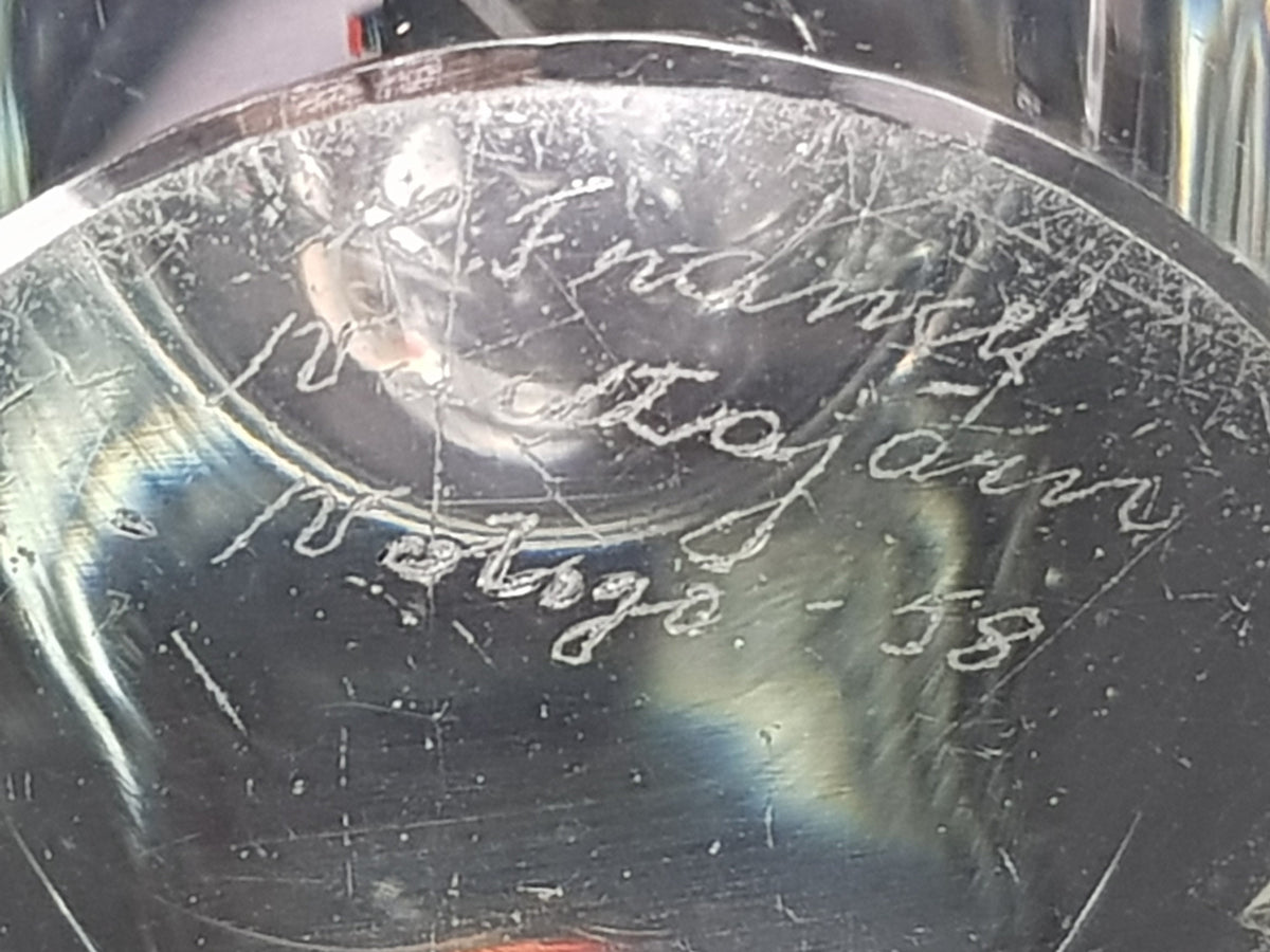 Vintage Signed NUUTAJÄRVI NOTSJÖ Glass Vase by K. FRANCK Finland Scandinavia 1958s