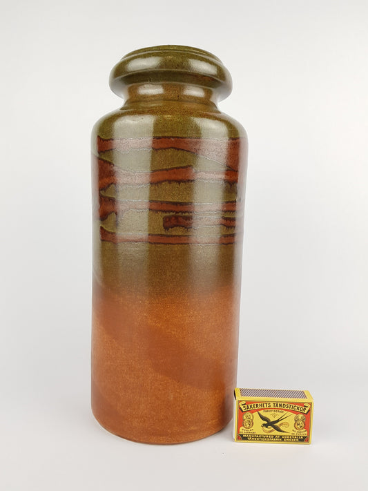 Vintage SCHEURICH KERAMIK Green and Brown Fat Lava Vase 517 30 West German Pottery 1970s