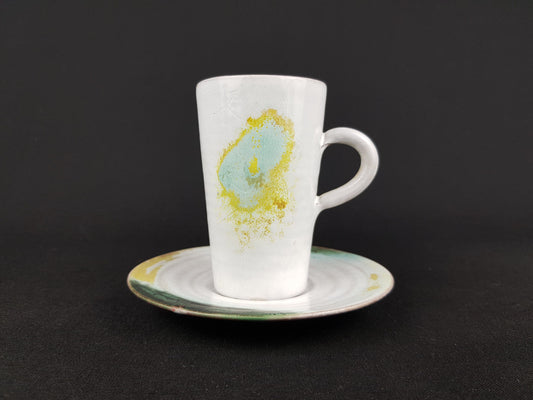 Vintage D.O.K. DE OLDE KRUYK Cup and Saucer Dutch Pottery 1970s