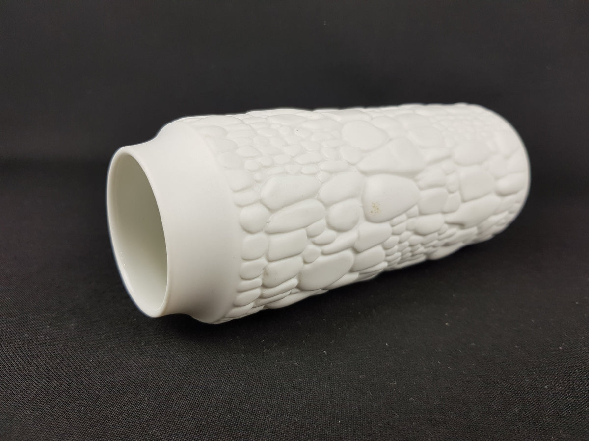 Vintage AK KAISER White Biscuit Porcelain Vase 251/17 from the Kiesel Series 3D Relief Vase West Germany 1972