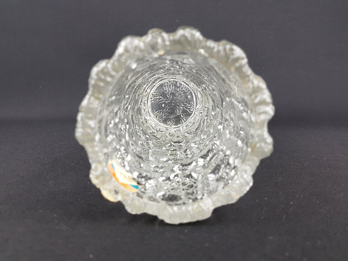 Vintage GEORGSHUTTE Glass Bark Vase with Arktis decor West Germany