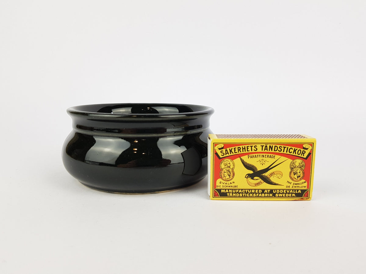 Vintage VEB HALDENSLEBEN Black Bowl 802B East German Pottery 1960s