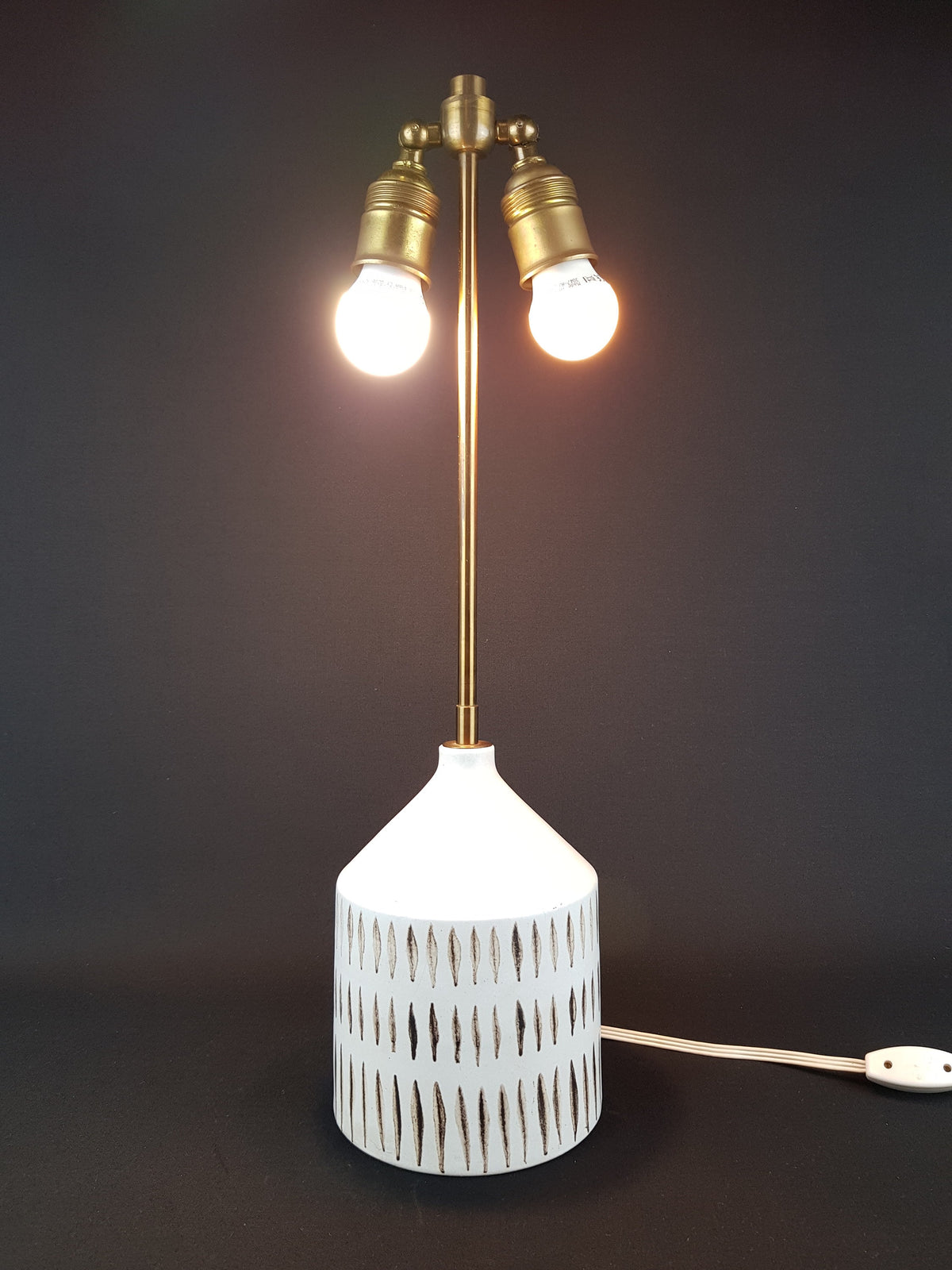 Unique Vintage Beige and Brown Ceramic Table Lamp by WALBURGA KÜLZ West Germany Studio Pottery 1970s
