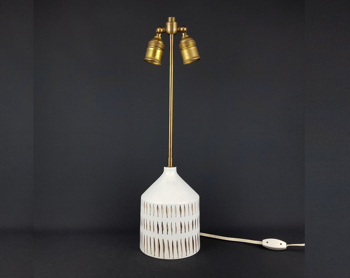 Unique Vintage Beige and Brown Ceramic Table Lamp by WALBURGA KÜLZ West Germany Studio Pottery 1970s