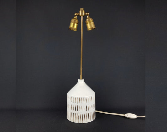Unique Vintage Beige and Brown Ceramic Table Lamp by WALBURGA KÜLZ West Germany Studio Pottery 1970s