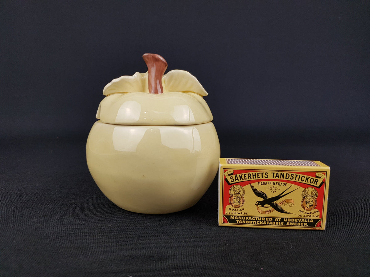 Vintage Marmalade JAR with Lid APPLE design 1960s West German Pottery