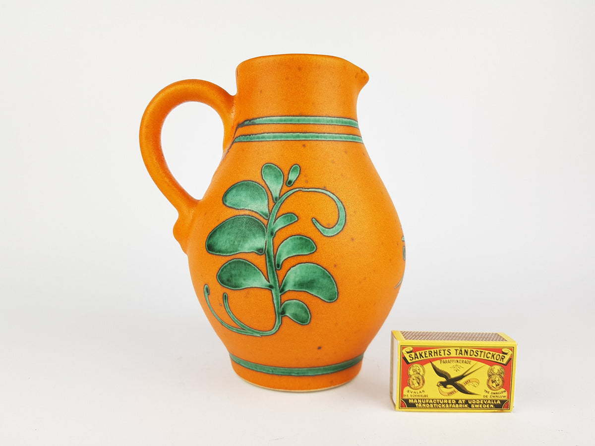 Vintage DÜMLER & BREIDEN Orange and Green Handled Vase 388 18 West German Pottery 1970s