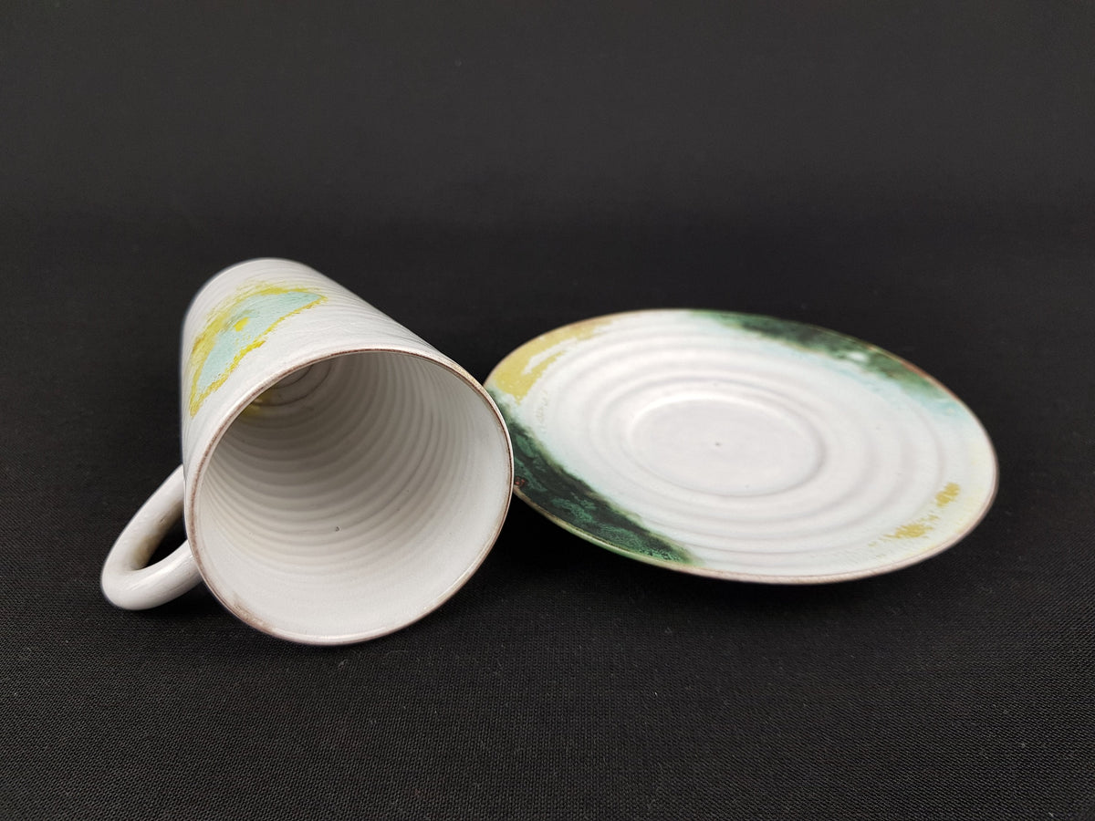 Vintage D.O.K. DE OLDE KRUYK Cup and Saucer Dutch Pottery 1970s