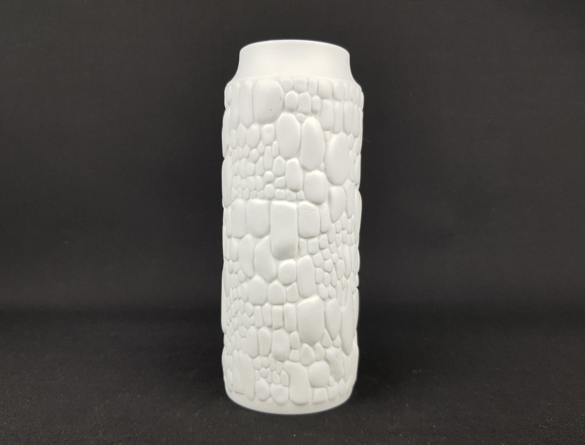 Vintage AK KAISER White Biscuit Porcelain Vase 251/17 from the Kiesel Series 3D Relief Vase West Germany 1972