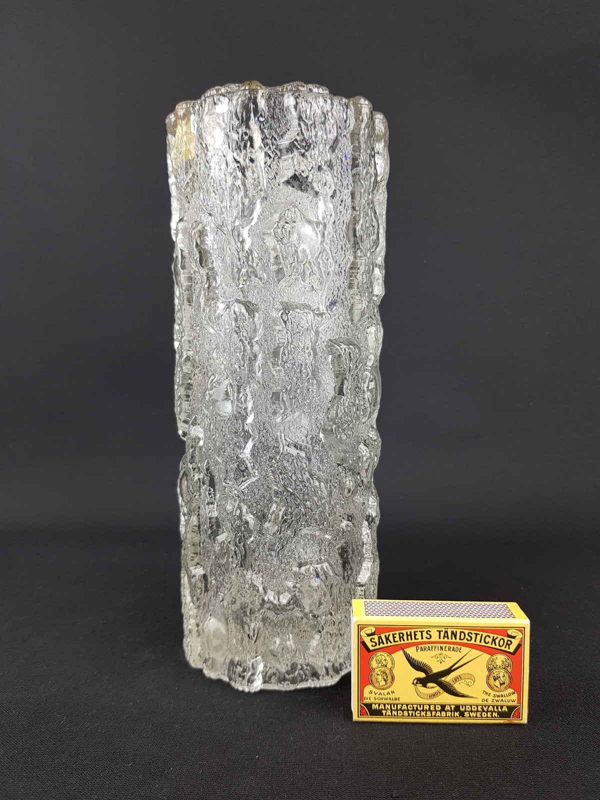 Vintage GEORGSHUTTE Glass Bark Vase with Arktis decor West Germany