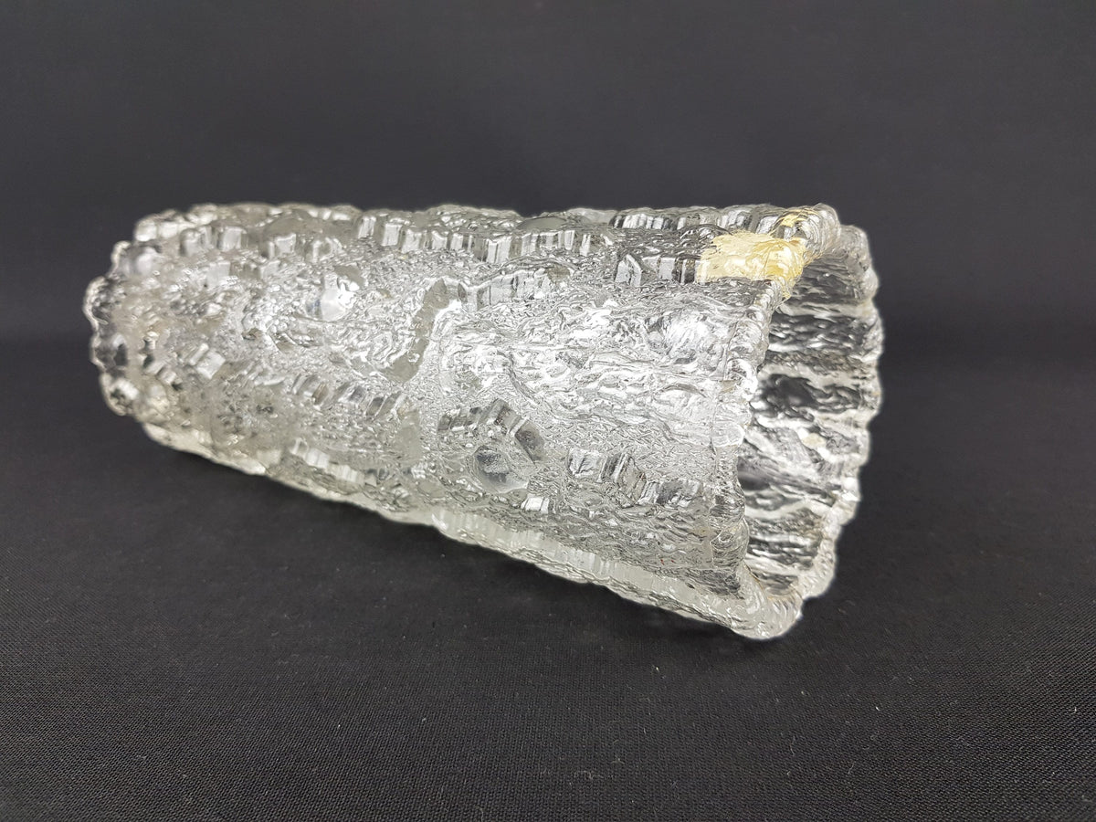 Vintage GEORGSHUTTE Glass Bark Vase with Arktis decor West Germany