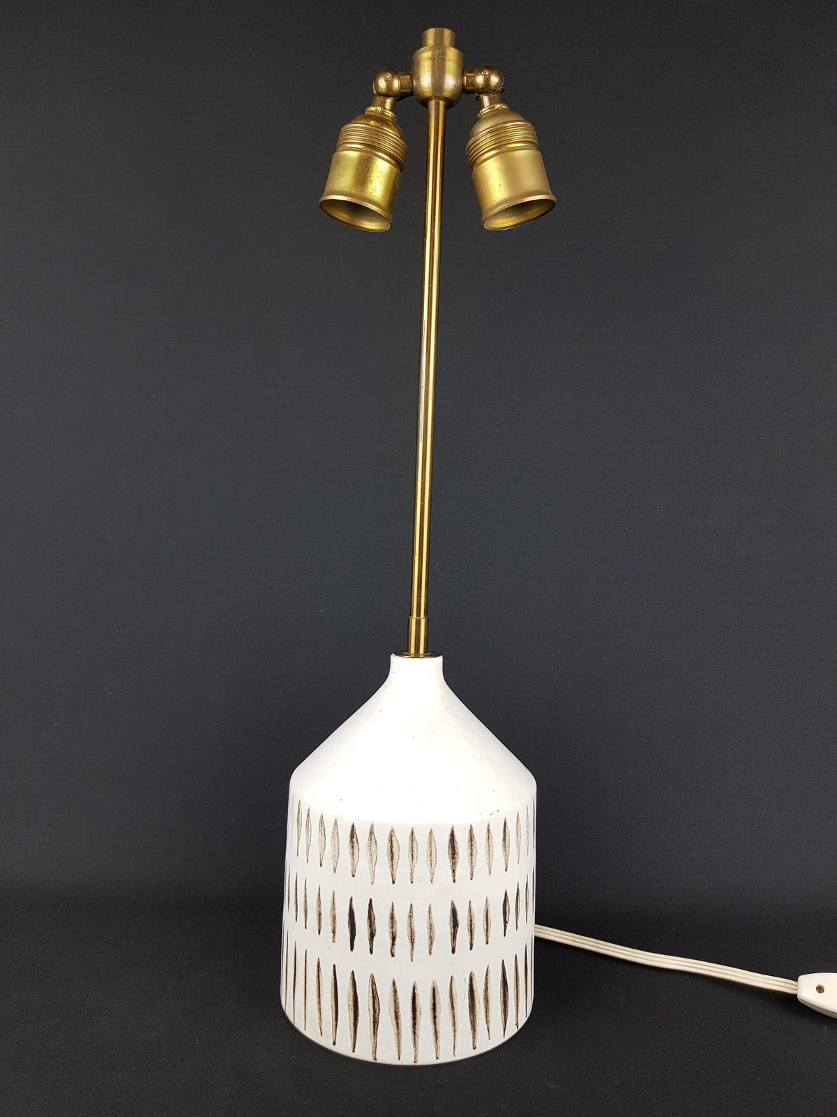 Unique Vintage Beige and Brown Ceramic Table Lamp by WALBURGA KÜLZ West Germany Studio Pottery 1970s