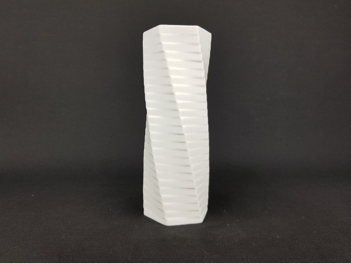 Vintage White ROSENTHAL Biscuit Porcelain Porzellan Op Art vase by Werner Uhl 1970s