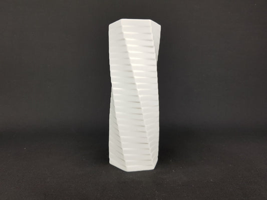 Vintage White ROSENTHAL Biscuit Porcelain Porzellan Op Art vase by Werner Uhl 1970s