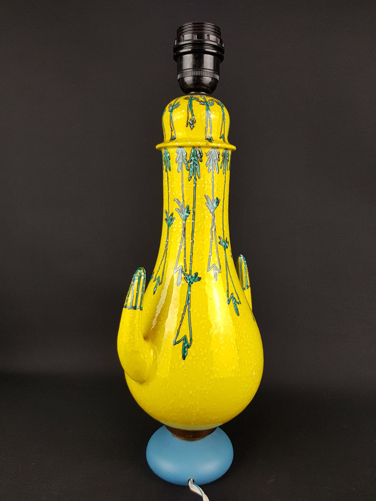 Vintage MANCIOLI Yellow Table Lamp Italian Art Pottery Raymor 1960s