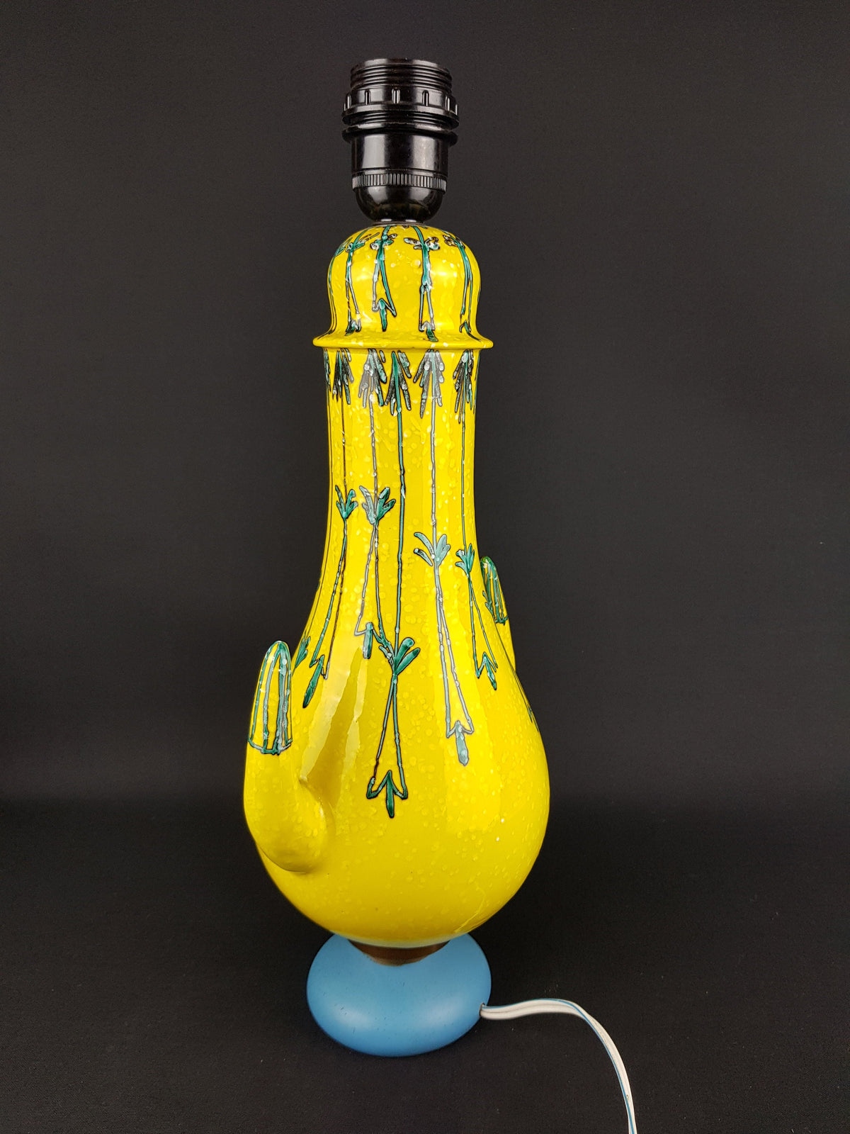 Vintage MANCIOLI Yellow Table Lamp Italian Art Pottery Raymor 1960s