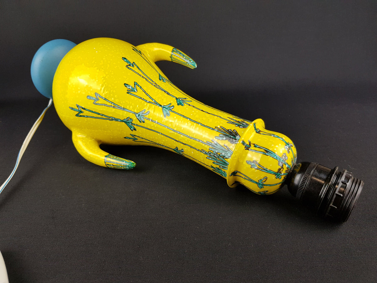 Vintage MANCIOLI Yellow Table Lamp Italian Art Pottery Raymor 1960s