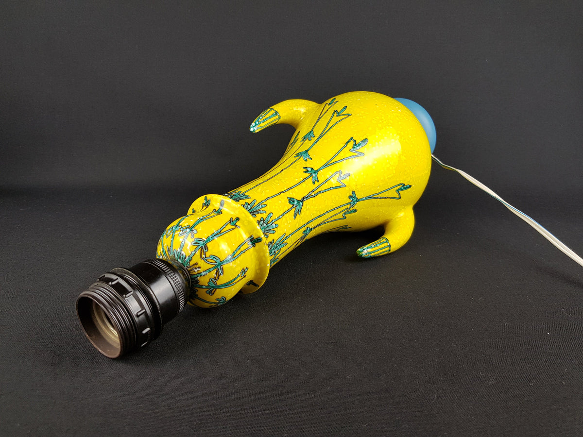 Vintage MANCIOLI Yellow Table Lamp Italian Art Pottery Raymor 1960s