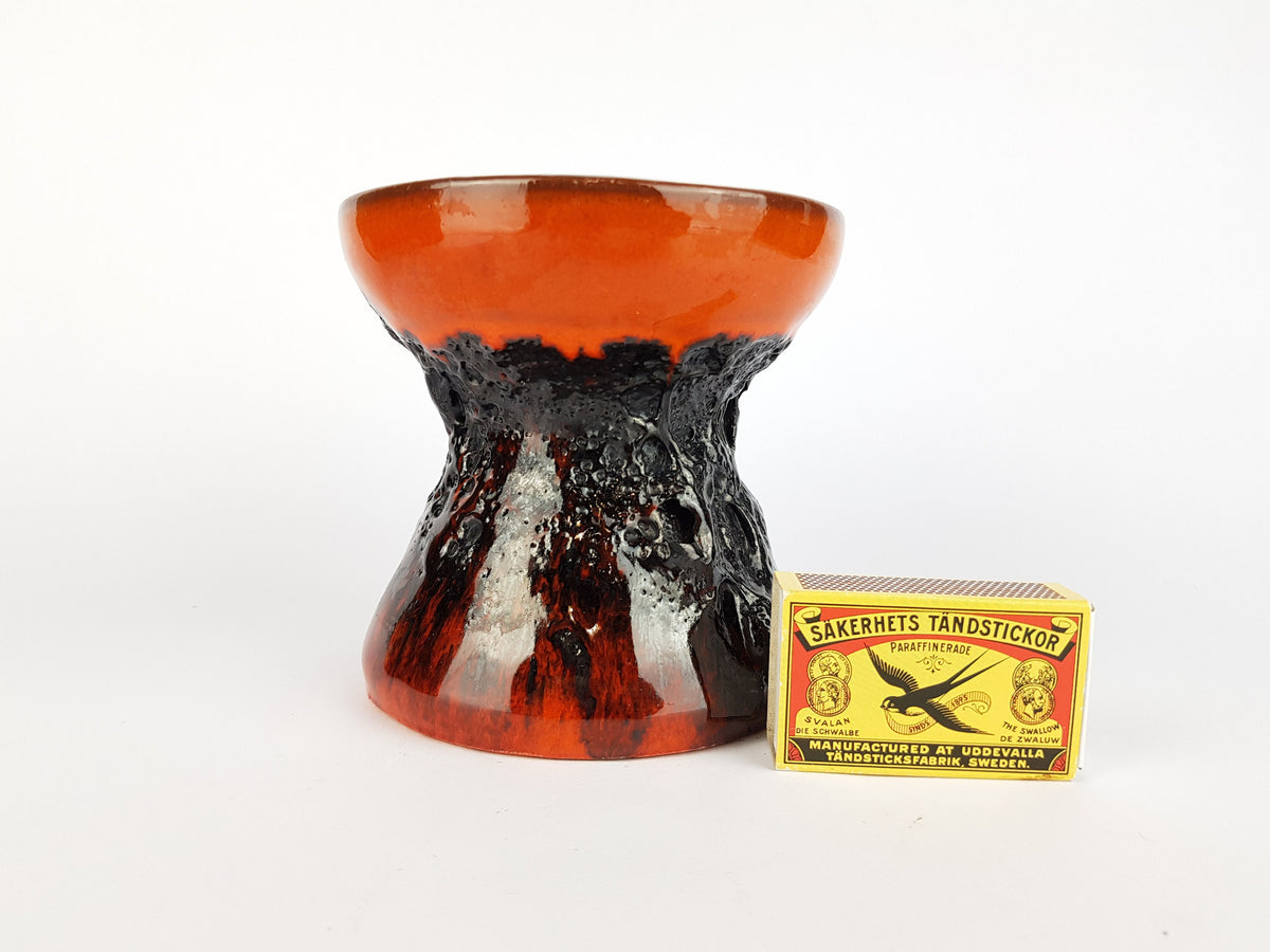 Vintage Orange KREUTZ KERAMIK Diabolo Fat lava Vase 430 West German Pottery 1970