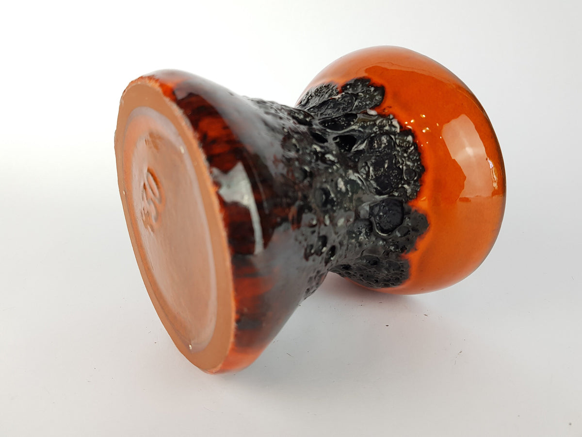 Vintage Orange KREUTZ KERAMIK Diabolo Fat lava Vase 430 West German Pottery 1970