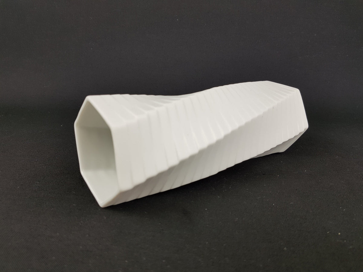 Vintage White ROSENTHAL Biscuit Porcelain Porzellan Op Art vase by Werner Uhl 1970s