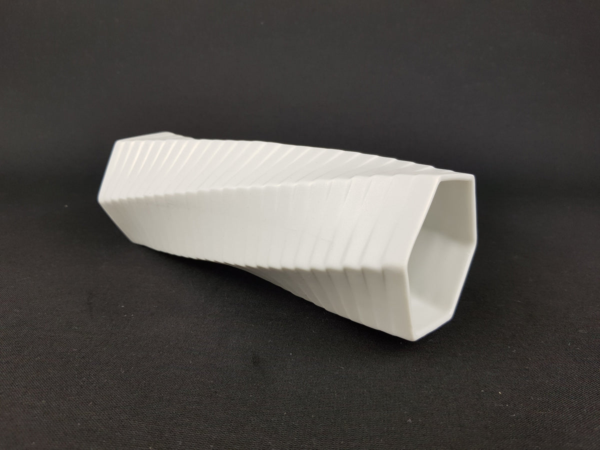 Vintage White ROSENTHAL Biscuit Porcelain Porzellan Op Art vase by Werner Uhl 1970s