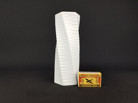 Vintage White ROSENTHAL Biscuit Porcelain Porzellan Op Art vase by Werner Uhl 1970s