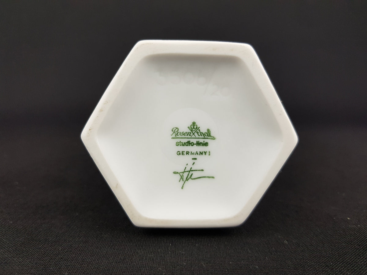 Vintage White ROSENTHAL Biscuit Porcelain Porzellan Op Art vase by Werner Uhl 1970s