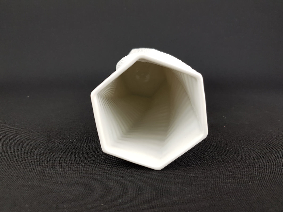 Vintage White ROSENTHAL Biscuit Porcelain Porzellan Op Art vase by Werner Uhl 1970s