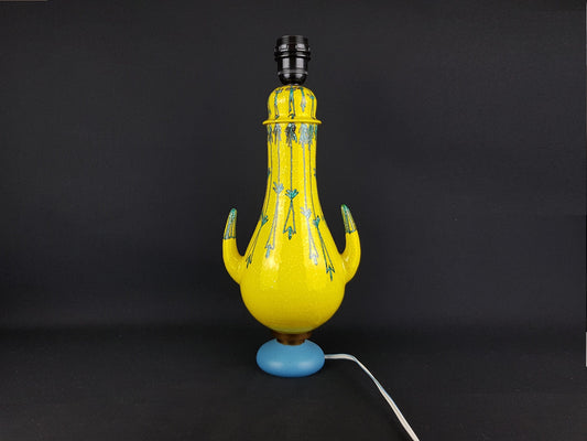 Vintage MANCIOLI Yellow Table Lamp Italian Art Pottery Raymor 1960s