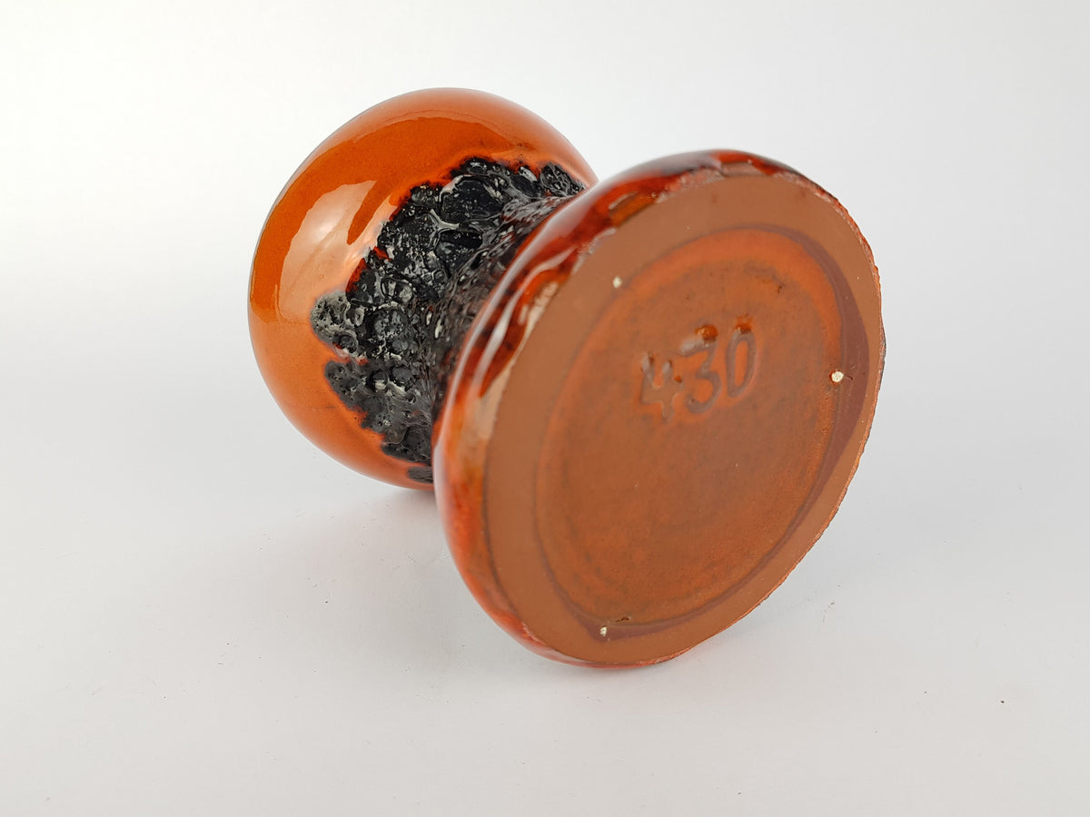 Vintage Orange KREUTZ KERAMIK Diabolo Fat lava Vase 430 West German Pottery 1970