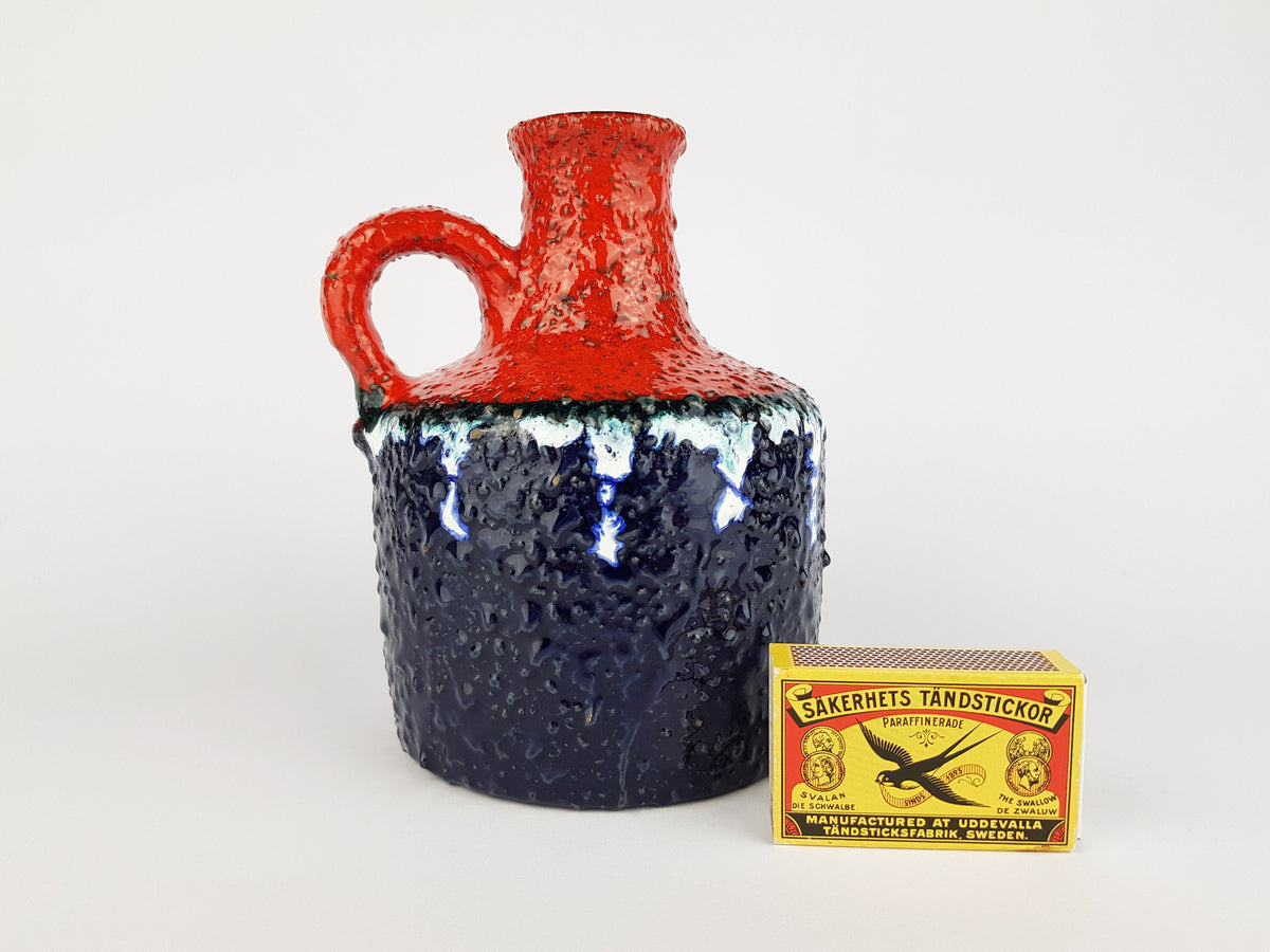 Vintage MAREI KERAMIK (Majolikafabrik Rheinbach) handled Fat Lava vase 1970s West German Pottery 4300