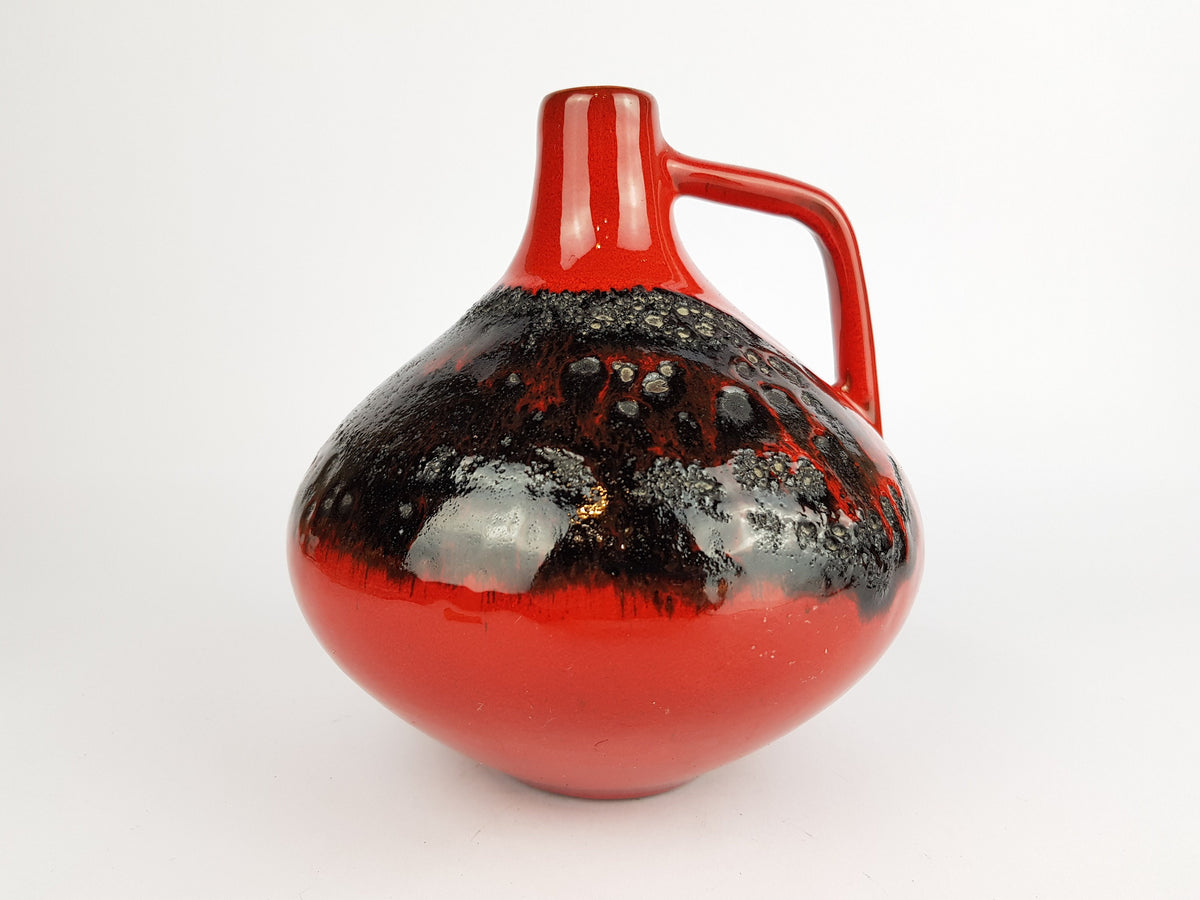 Vintage KREUTZ KERAMIK Red Fat Lava Vase Form 203 West German Pottery 1970s