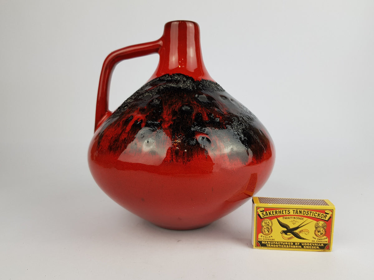 Vintage KREUTZ KERAMIK Red Fat Lava Vase Form 203 West German Pottery 1970s