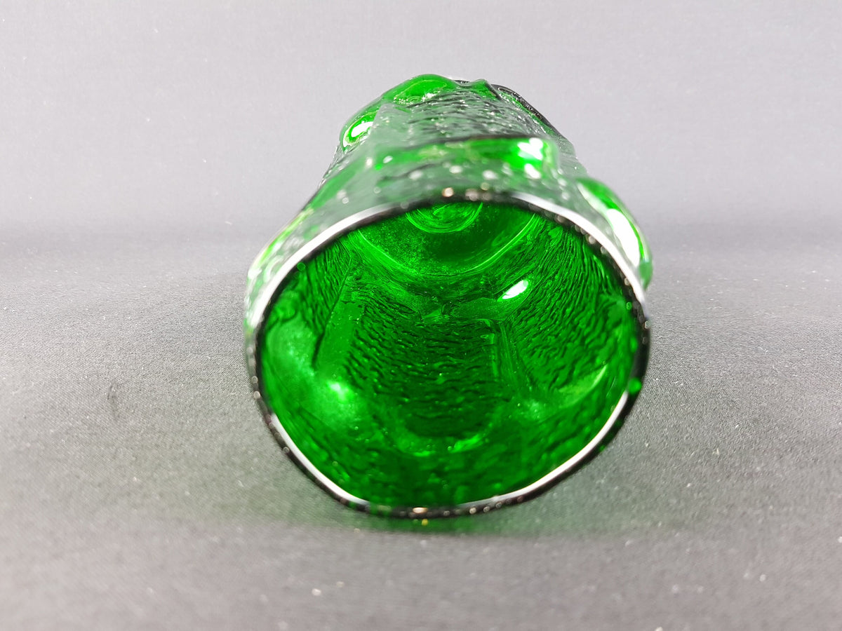 Vintage STELVIA Emerald Green Textured Glass Twist Stem Vase Chalice Antiqua Range by WAYNE HUSTED 1960s Italy Empoli