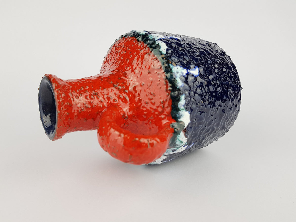 Vintage MAREI KERAMIK (Majolikafabrik Rheinbach) handled Fat Lava vase 1970s West German Pottery 4300