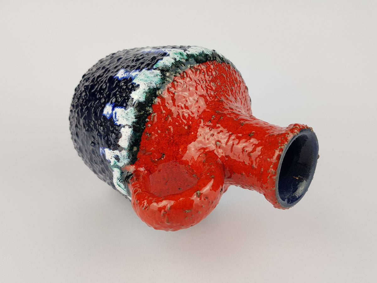 Vintage MAREI KERAMIK (Majolikafabrik Rheinbach) handled Fat Lava vase 1970s West German Pottery 4300