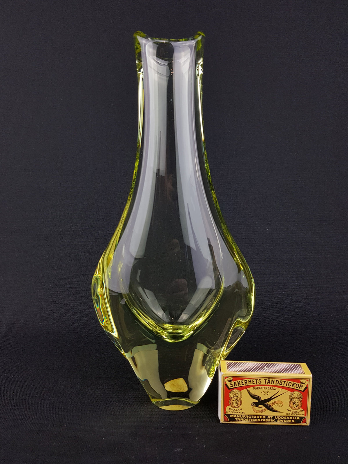 Vintage ZELEZNY BROD SKLO Yellow Glass Vase from Czechoslovakia 1950s by Miloslav Klinger