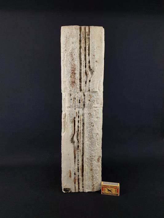 21 Inch XXL Unique Vintage Triangular Beige SCHÄFFENACKER Studio Art Pottery Statue Totem Pole West German Pottery 1960s