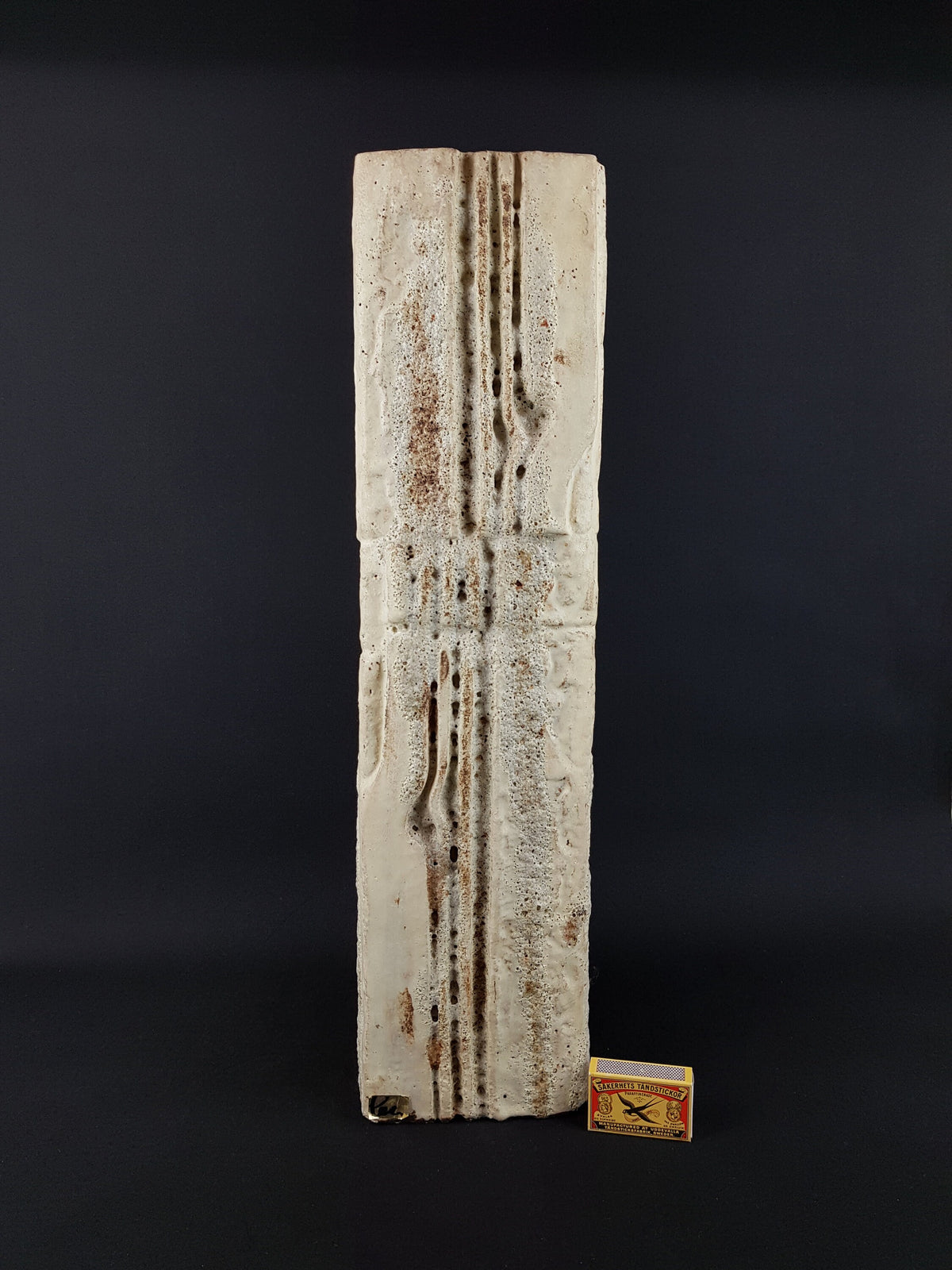 21 Inch XXL Unique Vintage Triangular Beige SCHÄFFENACKER Studio Art Pottery Statue Totem Pole West German Pottery 1960s