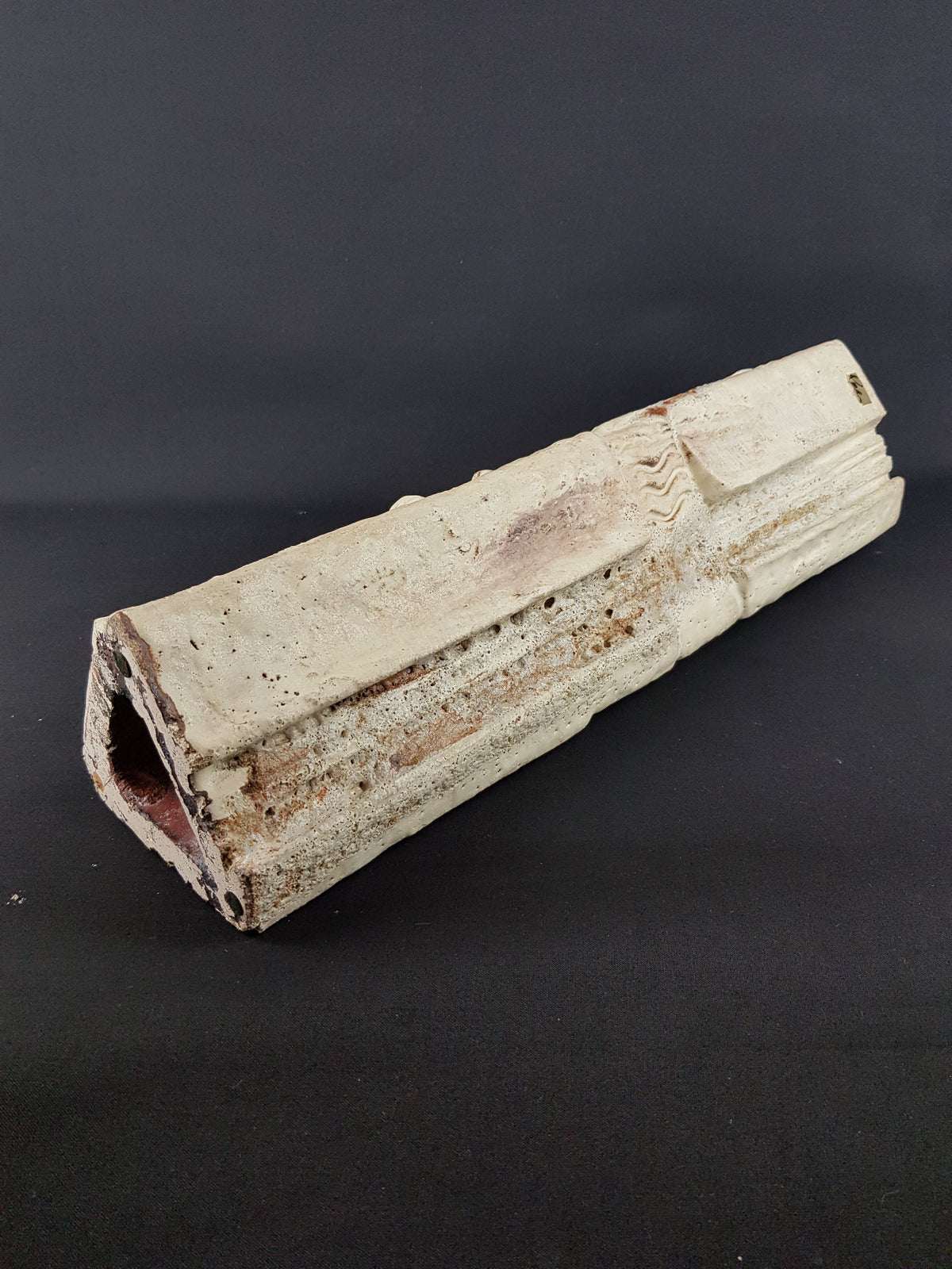 21 Inch XXL Unique Vintage Triangular Beige SCHÄFFENACKER Studio Art Pottery Statue Totem Pole West German Pottery 1960s