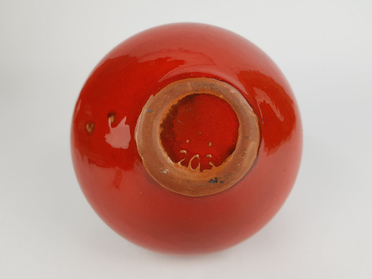 Vintage KREUTZ KERAMIK Red Fat Lava Vase Form 203 West German Pottery 1970s