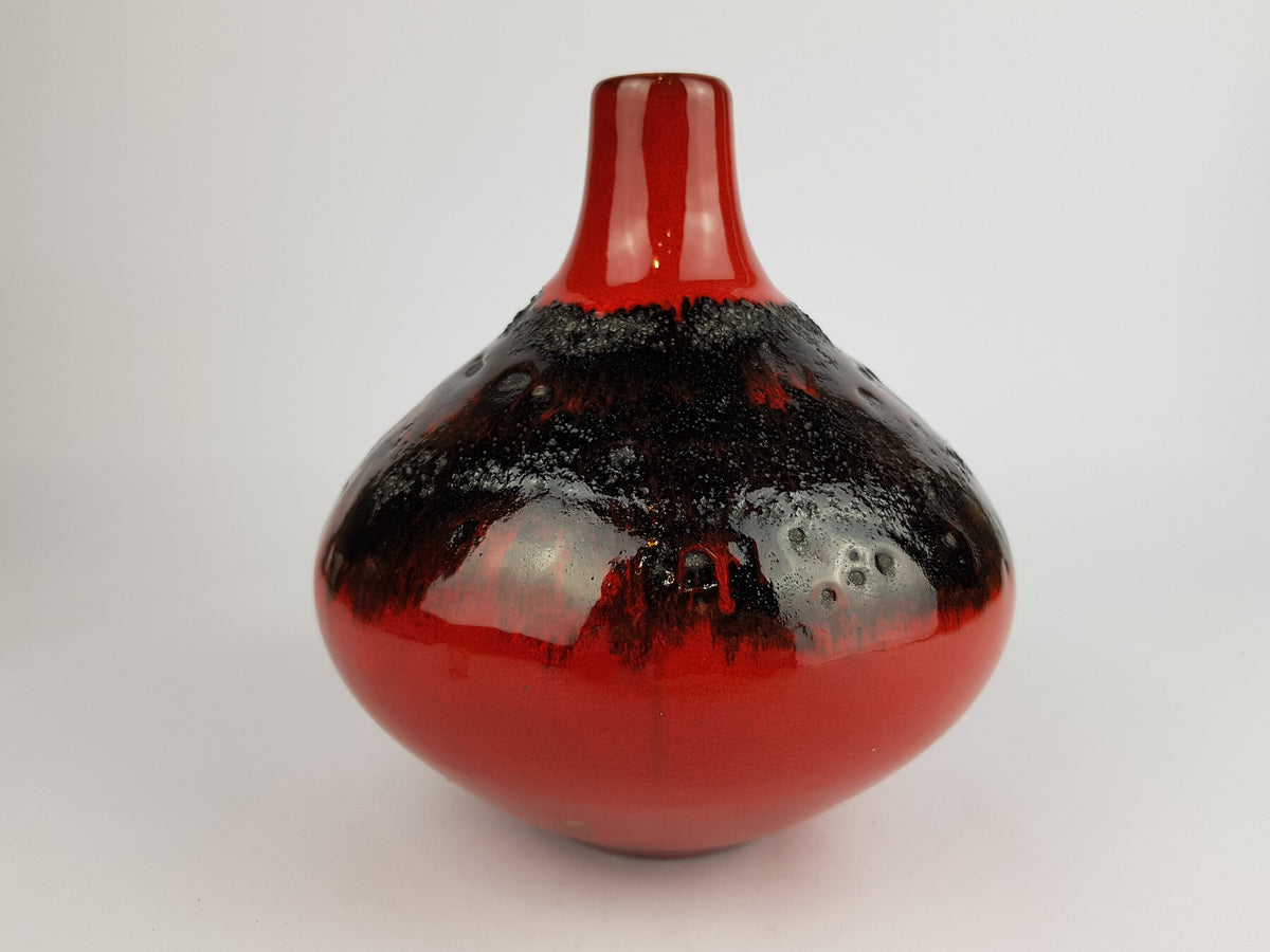 Vintage KREUTZ KERAMIK Red Fat Lava Vase Form 203 West German Pottery 1970s