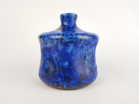 Vintage STUDIO ART POTTERY Dented Blue Vase West German Pottery 1970s
