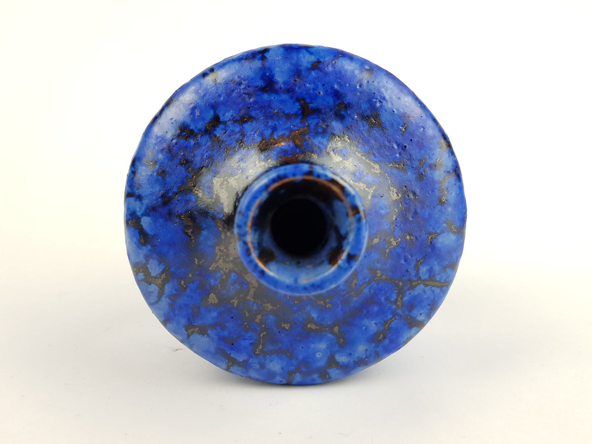 Vintage STUDIO ART POTTERY Dented Blue Vase West German Pottery 1970s