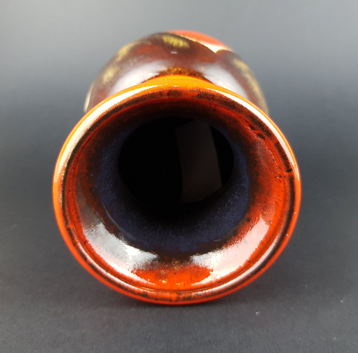 Vintage JASBA KERAMIK Red with Brown Drip Glaze Vase N211 10 18 West German Pottery 1960s